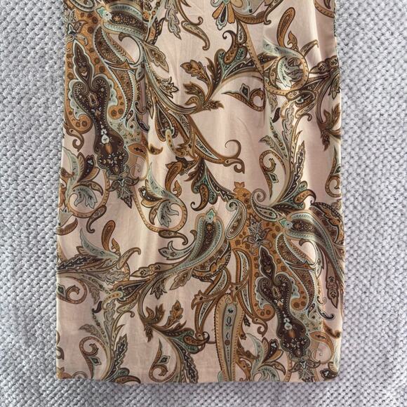 Tommy Bahama Dress Womens 12 Brown Zanzi Paisley Sheath Knee Lenght Scoop Neck - Picture 4 of 14